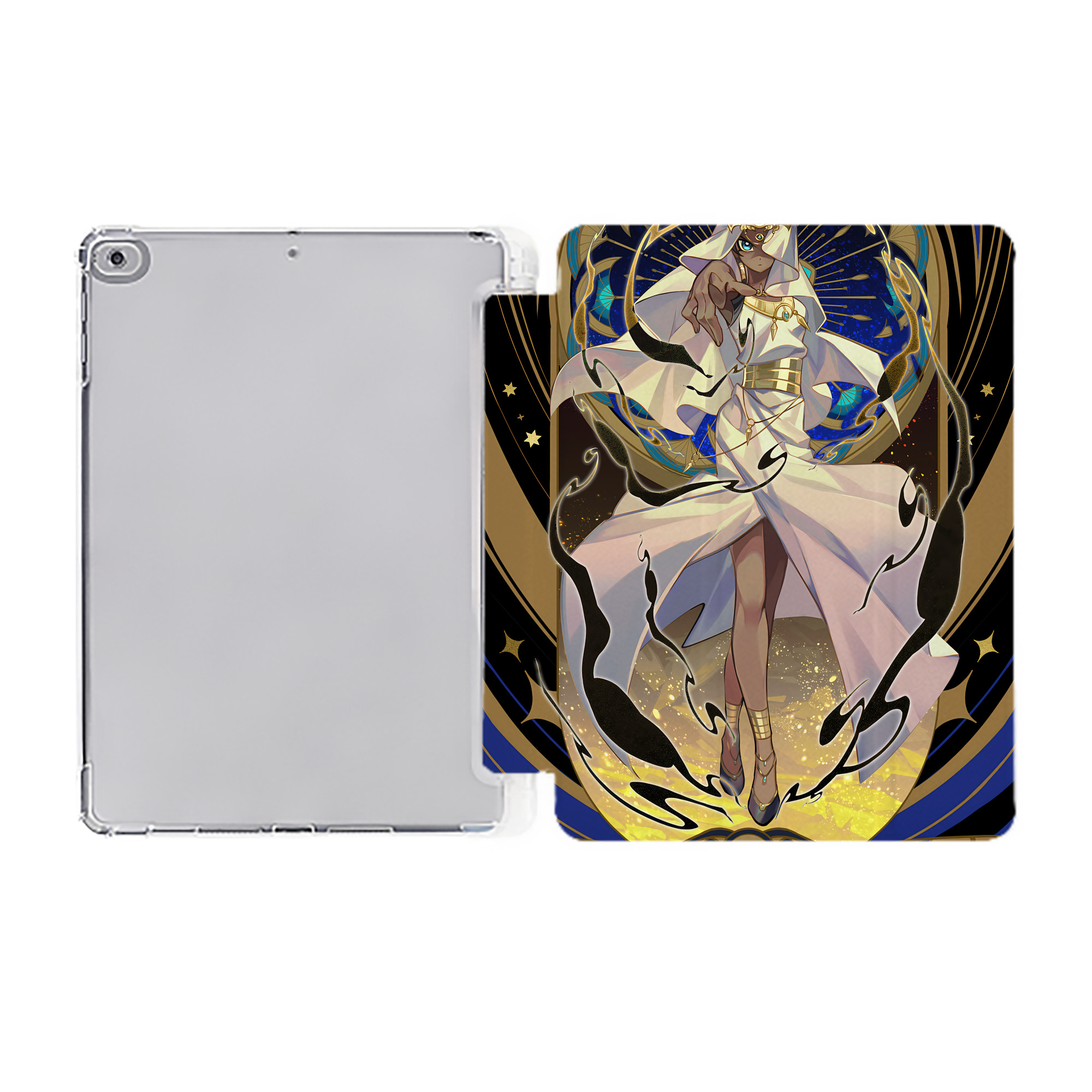 （画像用） 遊☆戯☆王 Yu-Gi-Oh! IPad ケース ペン収納付き 三つ折りスタンド PUレザー×シリコン 対応機種9.5/10.5/10.9インチ